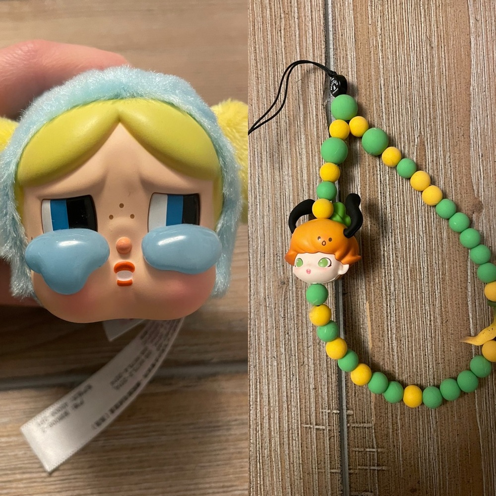 Popmart crybaby bag charm and Disney phone charm (set 2 items)